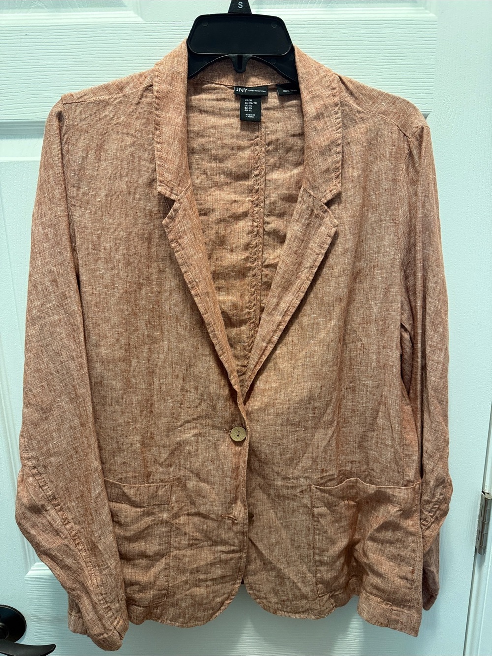 NY Collection Rust-Tan Single-Button Blazer